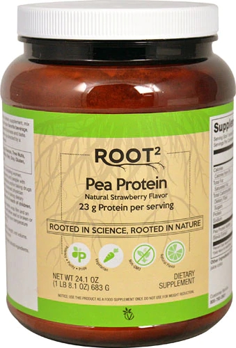Proteína Vegetal de Ervilha Vitacost ROOT2 Morango Natural - 683g (24.1 oz)