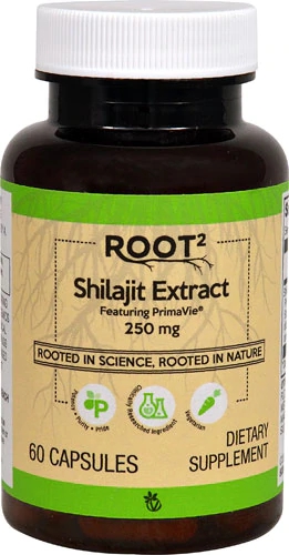 Shilajit PrimaVie® Vitacost ROOT2 250mg - 60 Cápsulas - Energia e Vitalidade