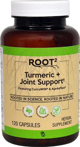 Vitacost ROOT2 Cúrcuma + Suporte Articular CurcuWIN® & ApresFlex® - 120 Cápsulas