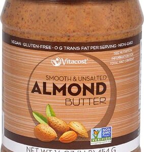 Manteiga de Amendoim Vitacost Natural Lisa e Sem Sal - 454g (Sem Glúten, Não OGM)