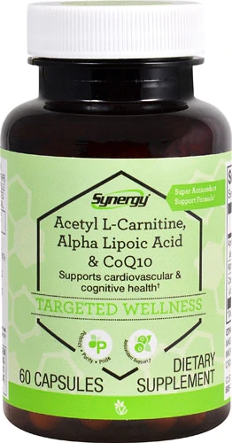 Vitacost Synergy Acetyl L-Carnitina, Ácido Alfa-Lipóico e CoQ10 - 60 Cápsulas