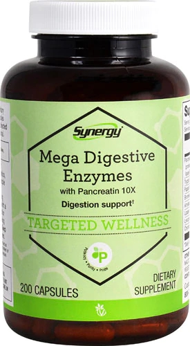 Vitacost Synergy Mega Digestive Enzymes com Pancreatina 10X - 200 Cápsulas