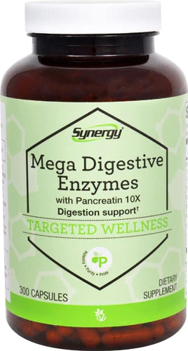 Vitacost Synergy Mega Digestive Enzymes com Pancreatina 10X - 300 Cápsulas
