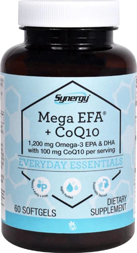 Vitacost Synergy Mega EFA + CoQ10 - 1200mg Ômega-3 EPA/DHA + 100mg CoQ10 - 60 Cápsulas Gelatinosas