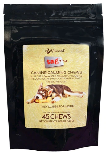 Vitacost Tag Canine Calming Chews Sabor Fígado de Frango - 45 Mastigáveis