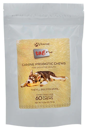 Vitacost Tag Canine Probiotic Chews Sabor Pato - 60 Mastigáveis para Cães