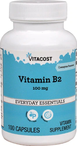 Vitacost Vitamina B2 (Riboflavina) 100mg - 100 Cápsulas - Suporte Energético e Antioxidante