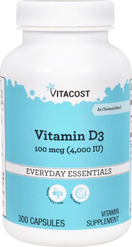 Vitamina D3 Vitacost 4000 IU (100mcg) - 300 Cápsulas - Fortaleça Seus Ossos e Imunidade