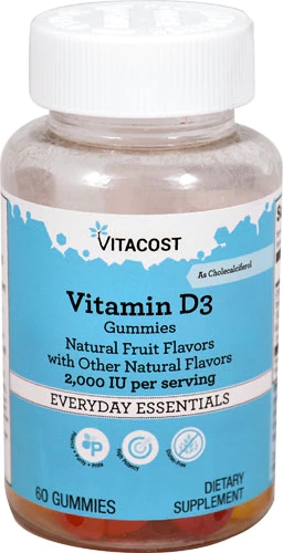 Vitacost Vitamina D3 Gomas para Adultos - 2000 IU - 60 Gomas