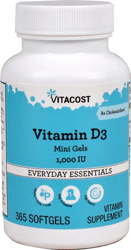 Vitacost Vitamina D3 Mini Gels 1000 UI - 365 Cápsulas Gelatinosas