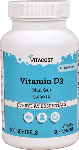 Vitacost Vitamina D3 Mini Géis - 5000 UI - 100 Cápsulas Gelatinosas Importadas