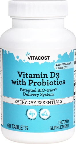 Vitacost Vitamina D3 com Probióticos - 60 Tabletes - 2000 UI
