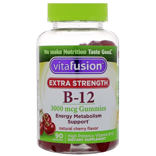 Vitafusion Gomas de Vitamina B12 Extra Força Sabor Cereja Natural - 3000mcg - 90 Gomas