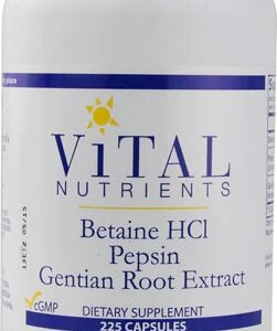 Vital Nutrients Betaina HCl com Pepsina e Extrato de Raiz de Genciana - 225 Cápsulas
