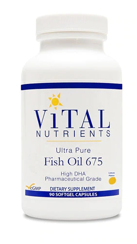 Vital Nutrients Ômega 3 Óleo de Peixe Ultra Puro 675 DHA Sabor Limão - 90 Cápsulas