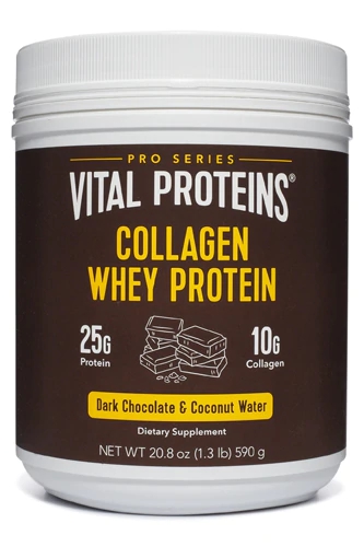 Vital Proteins Colágeno Whey Protein Chocolate Amargo e Água de Coco - 590g