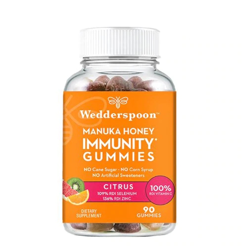 Gomas de Mel de Manuka Wedderspoon Imunidade Cítrica - 90 Gomas para Imunidade