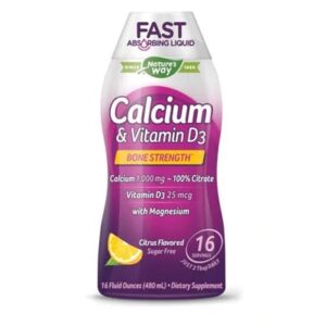 Wellesse Calcium and Vitamin D3 Bone Strength Liquid Sugar-Free Citrus -- 16 fl oz