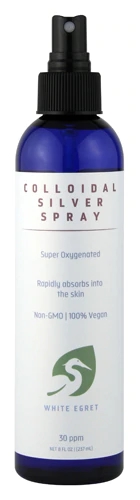 Spray de Prata Coloidal White Egret 30 ppm - 237ml (8 fl oz) - Purificação e Bem-Estar