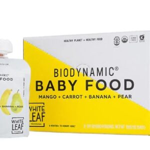 Comida Orgânica para Bebê White Leaf Manga Cenoura Banana e Pera - 6 Sachês (Aprox. 850g)