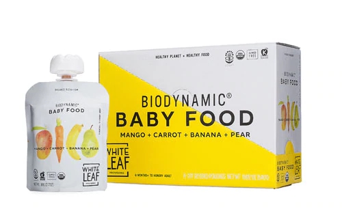Comida Orgânica para Bebê White Leaf Manga Cenoura Banana e Pera - 6 Sachês (Aprox. 850g)