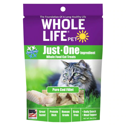Petisco Whole Life Pet Just One Puro Filé de Cod Flocos 28g para Cães e Gatos