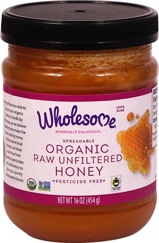 Mel Puro Orgânico Cru Não Filtrado Wholesome 454g - Doçura Natural e Pura