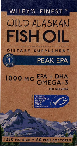 Óleo de Peixe Alabamês Wiley's Finest Peak EPA - 1250mg - 60 Cápsulas Gelatinosas