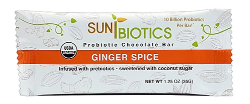 Barra de Chocolate Raw Orgânica com Probióticos e Gengibre e Especiarias Windy City Organics - 35g