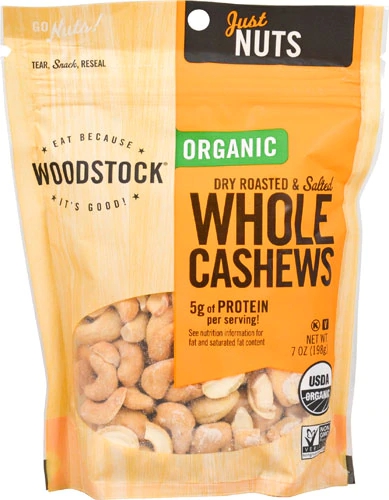 Castanha de Caju Woodstock Orgânica Torrada e Salgada Inteira 200g - Sabor e Nutrição