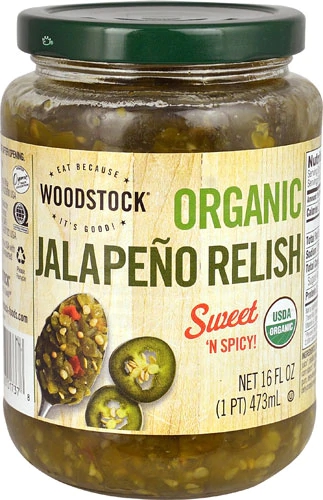 Relish Orgânico de Jalapeno Woodstock 454g - Sabor Picante e Natural