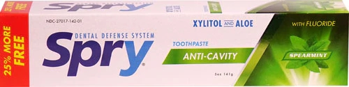 Pasta de Dente Xlear Spry Anticáries Xilitol com Flúor e Aloe Vera Hortelã - 142g