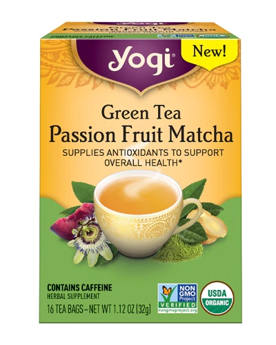 Chá Verde Yogi Passion Fruit Matcha - 16 Sachês | Suplemento Herbal Refrescante