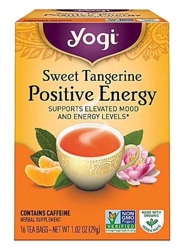 Chá Yogi Positive Energy™ Sweet Tangerine - Ervas Energizantes - 16 Sachês (Aprox. 32g)