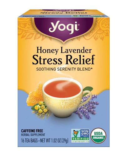 Chá Yogi Stress Relief Mel Lavanda - 16 Sachês Orgânicos para Serenidade