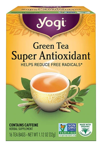 Chá Verde Orgânico Yogi Super Antioxidante - 16 Sachês (Aprox. 30g)