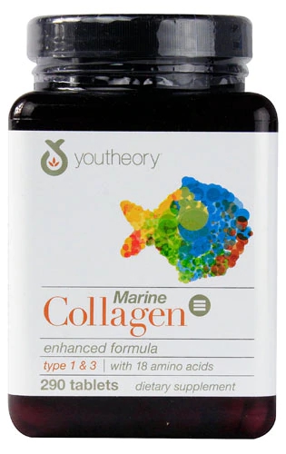 Youtheory Marine Collagen 2500mg - 290 Tablets - Colágeno Marinho para Pele, Cabelos e Unhas