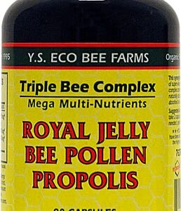 YS Eco Bee Farms Triple Bee Complex Royal Jelly Bee Pollen Propolis - 90 Cápsulas