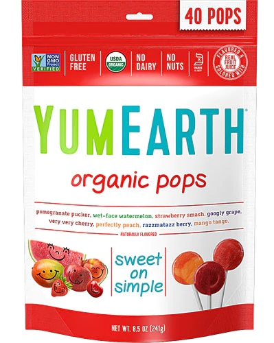 Yum Earth Organic Lolli-Pops Sortidos - 40 Unidades - Doces Orgânicos Deliciosos