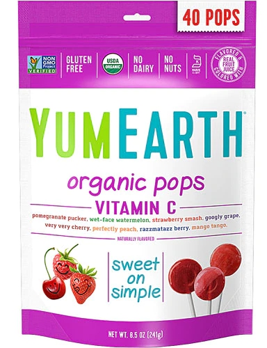 Yum Earth Organics Pirulitos Vitamina C Sortidos - 40 Unidades Orgânicas