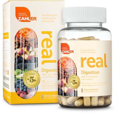 Zahler Real Digestion Multivitamínico Vegano 120 Cápsulas - Saúde Digestiva e Nutrição Completa