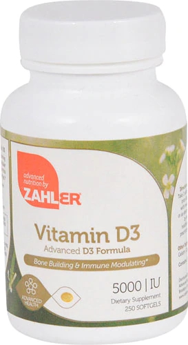Zahler Vitamina D3 5000 UI - 250 Cápsulas Gelatinosas - Suporte Imunológico e Ósseo