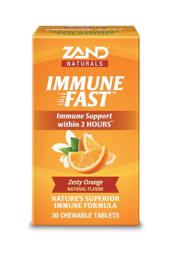 Zand Immune Fast Laranja Efervescente - 30 Comprimidos Mastigáveis - Reforço Imunológico
