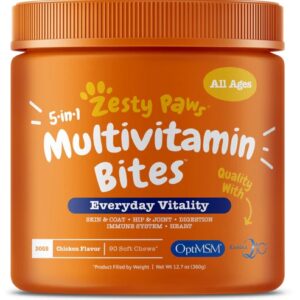 Zesty Paws Multivitamínico para Cães Sabor Frango - 90 Mastigáveis Macios