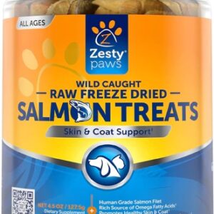 Zesty Paw Wild Caught Raw Freeze Dried Salmon Treats For Dogs and Cats -- 4.5 oz