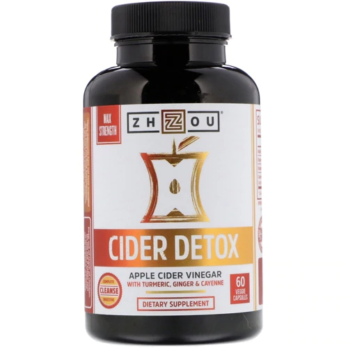 Zhou Cider Detox 60 Cápsulas Veggie - Vinagre de Maçã, Cúrcuma e Gengibre