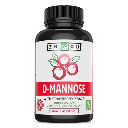 Zhou D-Mannose com Cranberry XBAC™ - 60 Cápsulas Vegetais para Saúde Urinária