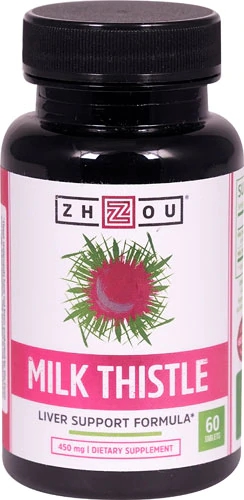 Zhou Milk Thistle 450mg - 60 Comprimidos | Suporte ao Fígado e Detox Natural