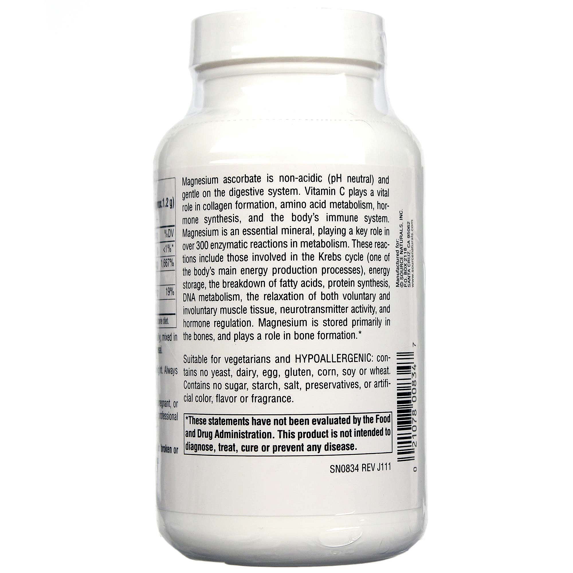 Source Naturals, Ascorbato de Magnésio - 226.8 g (8 oz) - Imagem 3