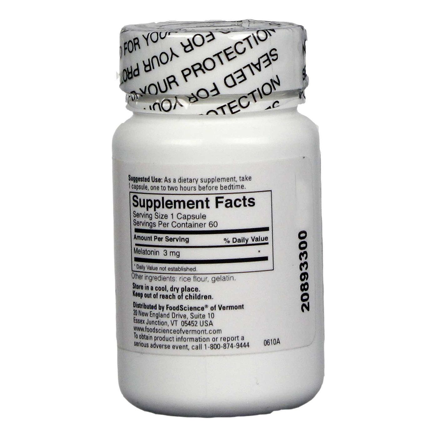 Food Science of Vermont, Melatonina-3 - 60 Cápsulas - Imagem 2